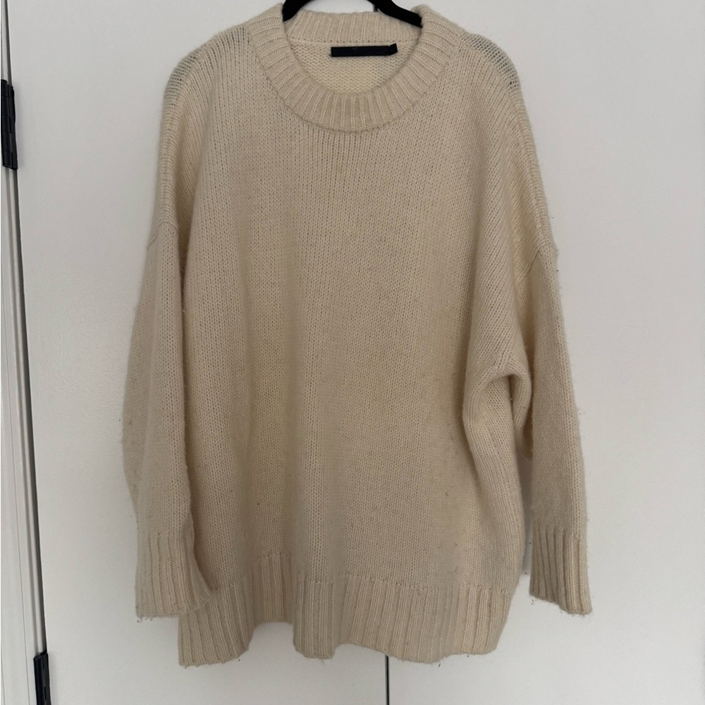 Jenni Kayne Cozy Alpaca Crewneck Sweater - Cream, Size Small - Picture 3 of 5